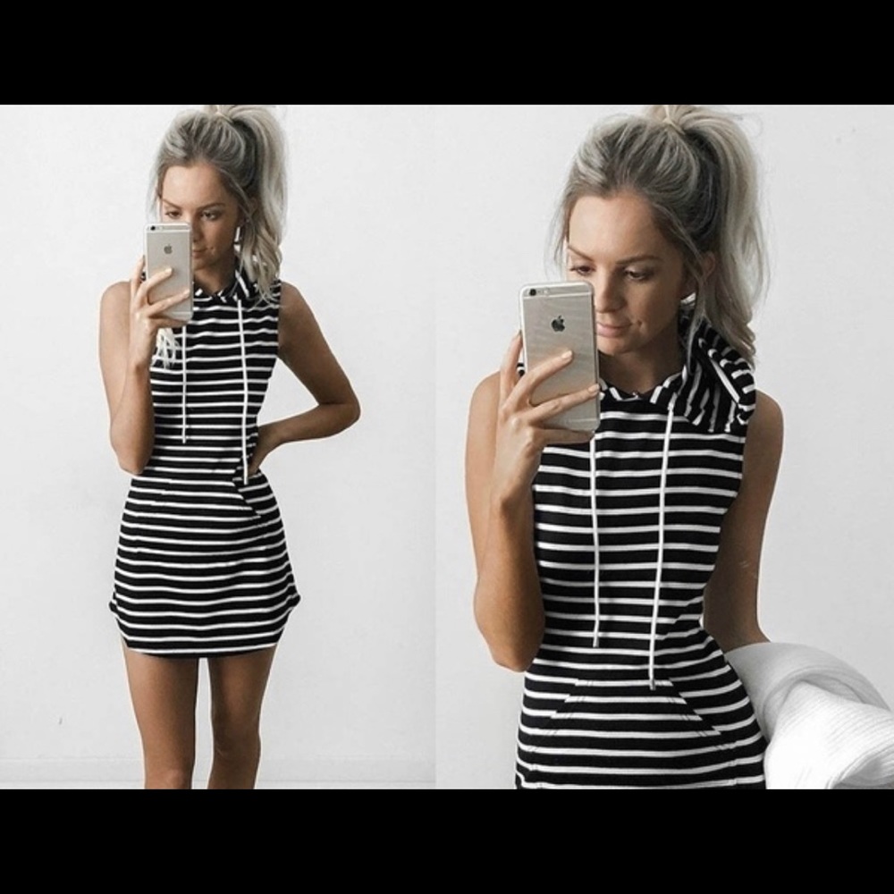 women summer hooded bodycon sleeveless mini dress